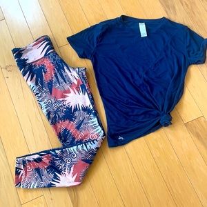 Activewear Set- Navy & Peach Leggings & Top